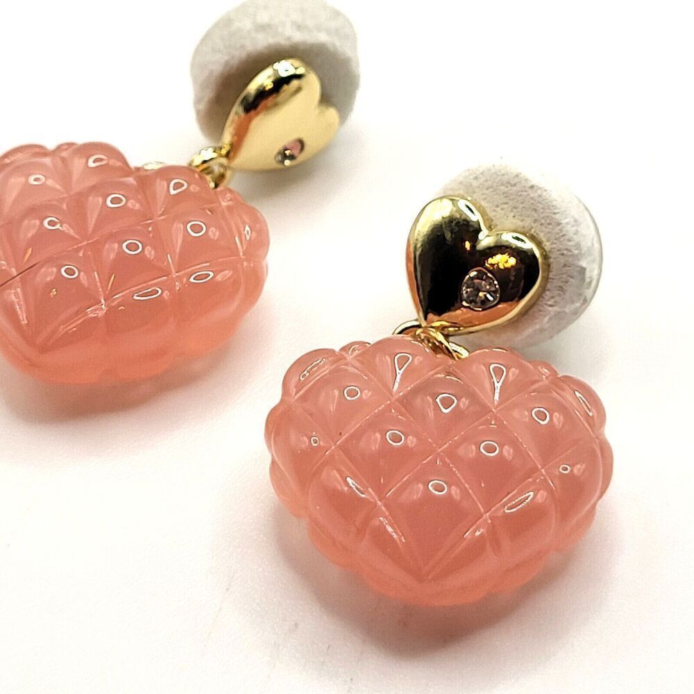 Kawaii Rasberry Heart Pink Earrings 1in